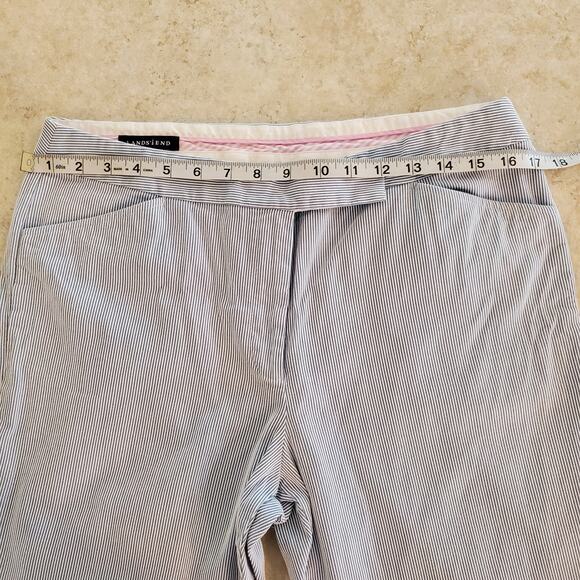 Land's End Cropped Blue and White Striped Seersucker Pants Size 10 - Picture 8 of 10